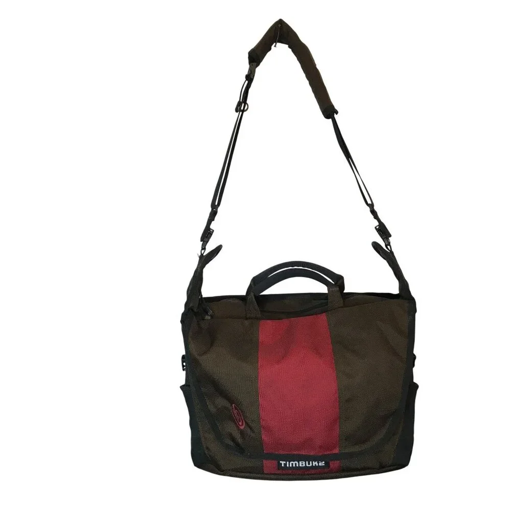 Timbuk2 Nylon Messenger PC Book Bag Brown & Red 15 x 12
